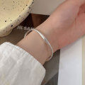 wholesale S925 Sterling Silver Geometric Möbius Loop Open Bangle Women's Korean New Minimalist Style Versatile Heavy Duty Bracelet-0-2