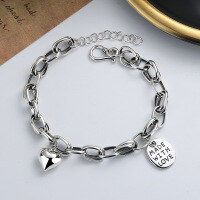 wholesale S925 Sterling Silver Ins Retro Oval Charm Initial Letter Bracelet, Small Niche Design, Luxurious and Exquisite Women's Accessory-074S/approx. 11.35g 925 silver