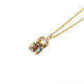 wholesale 10K Gold Summer New Geometric Crystal Pendant Women's Necklace, Minimalist Versatile Energy Pastel Color-0-4