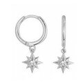 wholesale S925 Sterling Silver Octagonal Star Ear Clasp with Inlaid Diamond Small Sun Ear Hoop, Popular in Europe and America, INS Women's Earrings-0-6