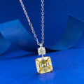 wholesale 925 SilverJewelry New 10*10 Yellow Diamond High-Carbon Diamond Simple Pendant Women Fashion Versatile-0-2