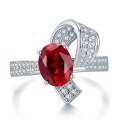 wholesale 925 Sterling Silver New Ruby Ring with 7*9 Oval Cut, Full Diamond Inlay, and Luxurious Vintage Design-0-5