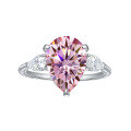 wholesale S925 Sterling Silver Cross-border Supply 5ct Pear-shaped Luxury-set Full Moissanite Ring, Multiple Colors Available-0-8