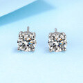 wholesale PT950 Plated S925 Pure Silver Four-Prong Moissanite Earrings for Women, Simulated Diamond Ear Jewelry-0-0