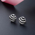 wholesale S925 Sterling Silver Minimalist Geometric Black and White Drip Enamel Zirconia Stud Earrings for Women, Korean Style Fashion Jewelry-0-1