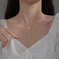 wholesale S925 Sterling Silver Diamond-Butterfly Necklace for Women, Adjustable Romantic Pendant Collarbone Chain D9261-0-1