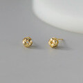 wholesale S925 Sterling Silver Hollow-Out Small Ball Earrings Women Korean Style Elegant Cute Twisted Rope Knot Earrings G7191-0-2