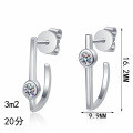 wholesale S925 Sterling Silver Women's Minimalist Lines Moissanite Stud Earrings, Subtle and Versatile Style, Gift for Girlfriend-0-4