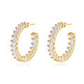 wholesale Metal full rhinestone C-shaped earrings for women, new trendy ins minimalist stud earrings for cross-border wholesale-0-5