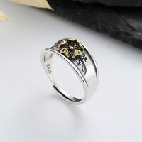 wholesale S925 Sterling Silver Vintage 3D Floral Design Ring Dark Gothic Style Fashion Trend Index Finger Ring-480J/approx. 3.3g Adjustable opening
