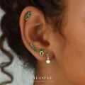 wholesale S925 Sterling Silver Wholesale Women's Earrings with Green Zircon, Irregular Design for Luxurious Style-0-1