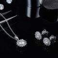 wholesale 925 Sterling Silver Light Luxury Three-Piece Necklace, Earrings, and Bracelet Set with Sunflower Design and Moissanite Inlaid Pendant-0-1