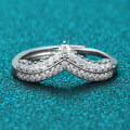 S925 Silver XYL Asymmetrical Row Crown Ring with Moissanite for Women-0-0