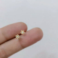 wholesale S925 silver earrings for women, Korean-style small and fresh minimalist single diamond petite floral sweet earrings M00616-S925 silver pair silver>925 silver