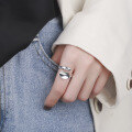 wholesale S925 Sterling Silver Ins Minimalist Style Smooth Irregular Shape Trendy Versatile Open Ring-0-3