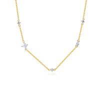 wholesale 925 Sterling Silver Women's Small Ins Fashion Stackable Zircon Collar Necklace Cross-border Wholesale-A2724-Gold 925 Silver