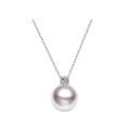 wholesale 18K Gold Set with Natural Seawater Pearls and Accented Diamonds Women's Pendant Necklace, Japanese Akoya Perfectly Round Strong Luster-0-4
