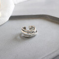 wholesale S925 Sterling Silver Korean Style Retro Multi-Layer Twisted Irregular Surface Open Ring for Women-0-1