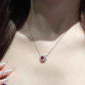 wholesale S925 Metal New Fashion Socialite Style One-Carat Pigeon Blood Red Necklace Pendant for Women, Daily Wear-0-1