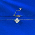 wholesale S925 Silver Four-Leaf Clover Pendant Necklace for Women, Minimalist and Elegant Collarbone Chain, Live Streaming Item-0-3