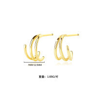 wholesale 925 Sterling Silver Cold Minimalist Style Vintage Summer Earrings,ins Circle Twistear Cuff For Women-E2053-Gold 925 Silver