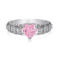 wholesale S925 Sterling Silver Cross-Border Women's Ring, Small and Niche, Light Luxury, Pink Diamond, High-End Frosted Cut, 8A High Carbon Zirconia Silver Ring-0-5