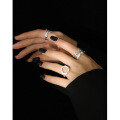 wholesale S925 Sterling Silver Korean Version INS Niche Design Geometric Irregular Circle Hollow Open Ring-0-2