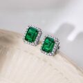 wholesale S925 Sterling Silver Cross-Border Earrings with Premium Emerald Zircon Inlay, Retro Elegant French-Style Wholesale-0-3