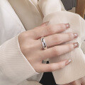 wholesale S925 Silver Cloud Tide Pavilion Fashion Minimalist Smooth Surface Ins Trendy Versatile Design Open Adjustable Ring-0-3