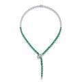 wholesale S925 Silver Plated Cross-Border New Light Luxury Fashion Snake-Shaped Necklace for Women, Personalized and Elegant, with Lab-Grown Emerald, Customizable-0-5