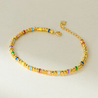 wholesale S925 Sterling Silver Fresh and Sweet Ins Style Small and Exquisite Design Delicate Colored Ring Engine-Turned Bead Bracelet S7736-S925 Silver Bracelet 925 Silver