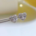 wholesale 925 Sterling Silver New Heart-shaped Stud Earrings, Ladder Square Trendy, Elegant, Fashionable, and Versatile-0-3