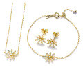 wholesale S925 Silver Simple Daisy Necklace Choker and Versatile Earring Set for Women, Dunli Summer Sale Wholesale-0-4