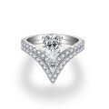 wholesale 18k White Gold Plated S925 Silver 6*9mm Teardrop Moissanite Ins-Style Engagement Ring for Women, Stackable Set-0-0