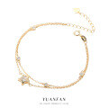 wholesale S925 Sterling Silver Double Layer Bracelet, Star Zircon Rhinestone, Wholesale Light Luxury-0-0