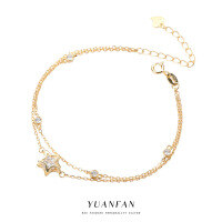 wholesale S925 Sterling Silver Double Layer Bracelet, Star Zircon Rhinestone, Wholesale Light Luxury-L407_Sterling Silver Star Bracelet 925 Silver