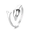 wholesale S925 Sterling Silver Retro Cross-Border European and American Dolphin Lovers Simple and Fashionable Index Finger Adjustable Statement Ring for Women-0-5