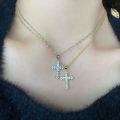 wholesale S925 Sterling Silver Cross Pendant Necklace with Zircon, Unisex Hip-Hop Style, Cold Tone-0-0