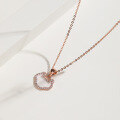 wholesale S925 sterling silver rose gold-plated white shell pendant with full diamonds, elegant women's necklace, luxurious collarbone chain, Japanese and Korean style-0-3