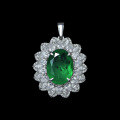 wholesale S925 Silver Cross-Border New Style Egg-Shaped 75ct Synthetic Emerald 12*16 with Pearl Chain 40+5cm-0-2