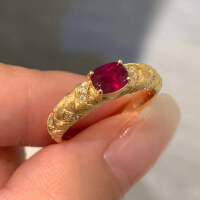 wholesale 925 Sterling Silver French Vintage-Inspired 5*7mm Oval Pigeon Blood Red Solitaire Ring-R999 Pigeon Blood Red No. 9