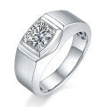 wholesale S925 Sterling Silver European and American Fashion Men's Ring Moissanite Diamond Ring Cross-Border Best-Seller Men's Ring-0-8