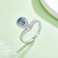 wholesale S925 silver crown teardrop V-shaped ring with GRA certificate, 1ct colored moissanite ring for women as a gift-0-1