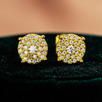 S925 Sterling Silver Moissanite Stud Earrings Hip Hop Unisex-Set with moissanite - white gold  925 silver