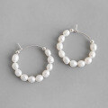 wholesale S925 Sterling Silver ET344 Korean-style Versatile Pearl Earrings with Freshwater Pearls and Beads for an INS Look-0-0
