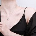 S925 Silver Plated White Gold Moissanite Necklace, Amazon Hot Seller, Minimalist Style, Ready Stock-0-1