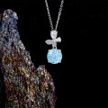 Metal Cross-Border Live-Streaming Best-Seller Pendant Necklace, Blue Firework Cut, Minimalist Luxury Collarbone Chain-0-1