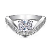 wholesale S925 Sterling Silver Cross-Border Live Streaming Women's Ring, Small and Minimalist, Luxurious and High-End, Oval 8A Ice Flower Cut High-Carbon Diamond Silver Ring-Platinum DY121133-SW-WH 7