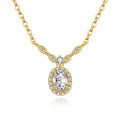 S925 Sterling Silver Moissanite Women's Necklace, Simple Pendant-0-3