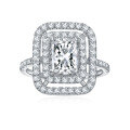wholesale [18k Gold Plated 925 Silver] 2 Carat 6*8 Radiant Cut Full Moissanite Halo Ring-0-0